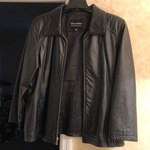 Ladies leather zip jacket